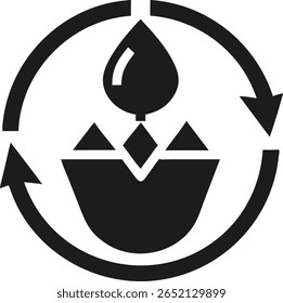 Schwarzes Infografik-Symbol für ökologische Nachhaltigkeit und Prozesszyklen