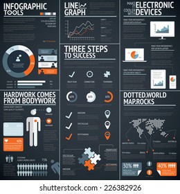 Black infographics business vector elements data visualization