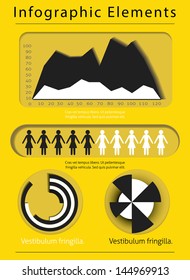 elementos de información negra sobre fondo amarillo