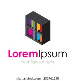 Black information data box cube simple business icon logo
