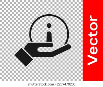Icono de Información negra aislado en fondo transparente.  Ilustración vectorial