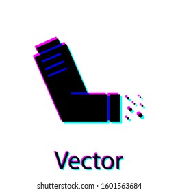 Black Inhaler icon isolated on white background. Breather for cough relief, inhalation, allergic patient. Medical allergy asthma inhaler spray.  Vector Illustration