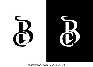 Concepto de diseño de logotipo BC inicial negro