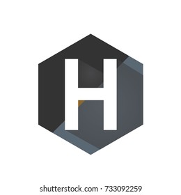Black Initial H Hexagon Logo Vector