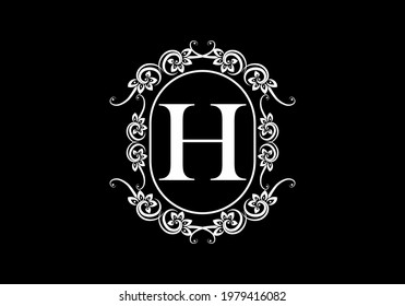 Black initial H letter in classic frame design