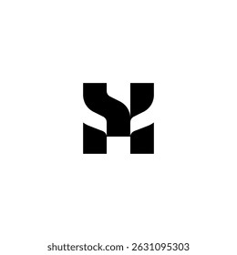 Black Initial H, Y, M Logo. Abstract Monogram Logomark for Growing Business, Branding, Identity, Marketing.