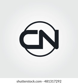 Black initial letter cn linked circle uppercase logo