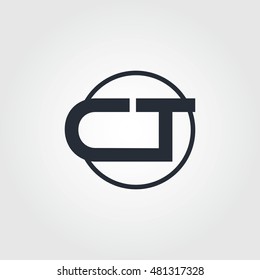 Black initial letter ct linked circle uppercase logo