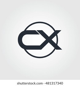 Black initial letter cx linked circle uppercase logo