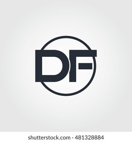 Black initial letter df linked circle uppercase logo