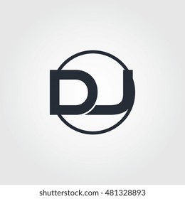 Black initial letter dj linked circle uppercase logo