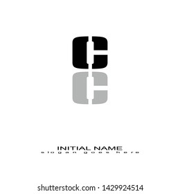 black initial logo vector mirror alphabet c