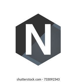 Black Initial N Hexagon Logo Vector