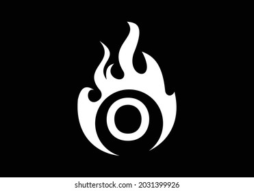 Black Initial O monogram alphabet with fire logo . Burning flame design element vector illustration. Corporate branding identity