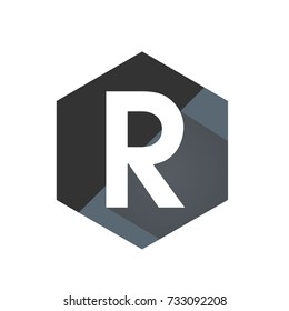 Black Initial R Hexagon Logo Vector