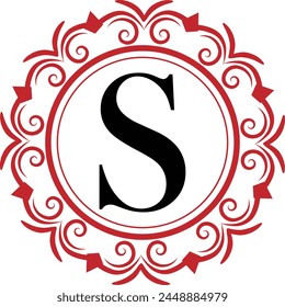 Black initial S letter in classic frame design