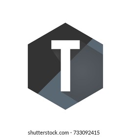 Black Initial T Hexagon Logo Vector
