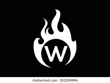 Black Initial W monogram alphabet with fire logo . Burning flame design element vector illustration. Corporate branding identity