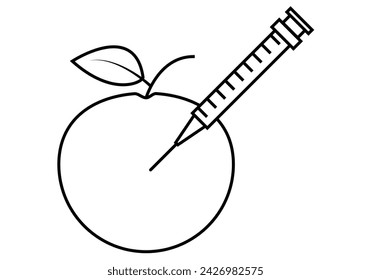 Black injection icon with an apple.