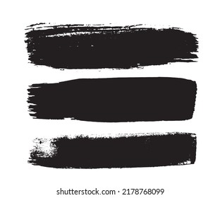 black ink abstract brush stroke art paint background. Brush strokes. Set of vector brushes. Design elements in grunge style. Rectangular text fields. Dirty distress texture banners. Ink splatter. 