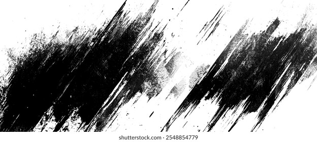 Schwarze Tinte abstrakter Pinselstrich auf weißem Hintergrund
