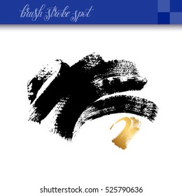 black ink abstract hand drawing brush strokes spot element isolated on white background for your design, calligraphy vector illustration