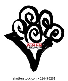 Black Ink abstract shape , hand-drawn vector illustration