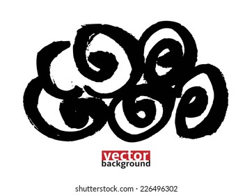 Black Ink abstract shape , hand-drawn vector illustration