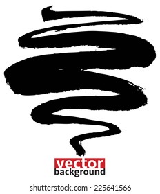 Black Ink abstract zigzag shape , hand-drawn vector illustration