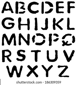 Black ink alphabet letters. Vector symbols