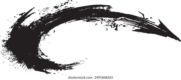 Black ink arrow vector illustration drawn with ink brush