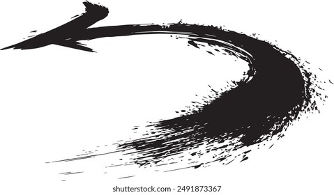 Ilustración vectorial de flecha de tinta negra dibujada con pincel de tinta