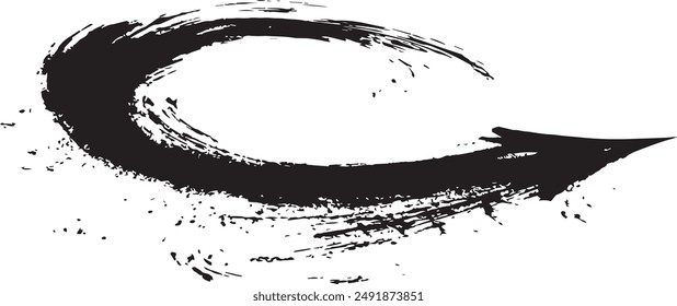 Ilustración vectorial de flecha de tinta negra dibujada con pincel de tinta