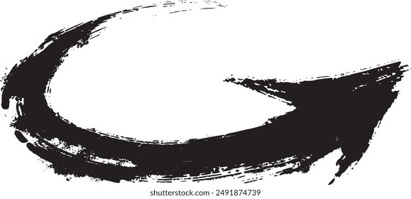 Black ink arrow vector illustration drawn with ink brush