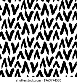 Black ink arrows isolated on white background. Monochrome geometric seamless pattern. Vector simple flat graphic hand drawn illustration. Texture.