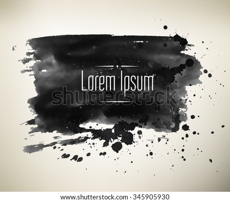 Black ink background painted by brush. Vector illustration