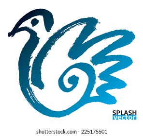 Black Ink bird shape , hand-drawn vector illustration
