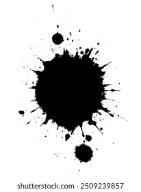 A black ink blob on a white background