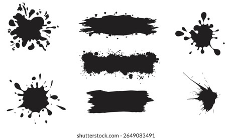 Diseño de mancha de tinta negra, manchas de tinta negra con varias Formas diferentes