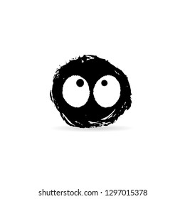 Black ink blot monster with white eyes