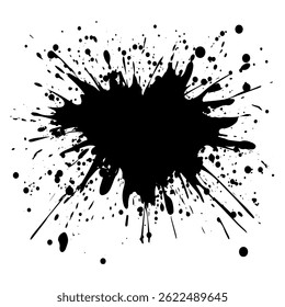 black ink blot on transparent background