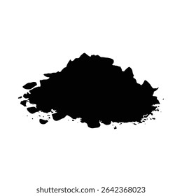 Um borrão de tinta preta sobre um fundo branco. O borrão tem uma forma irregular com bordas ásperas e uma aparência texturizada. O clima geral é abstrato e ligeiramente dramático.