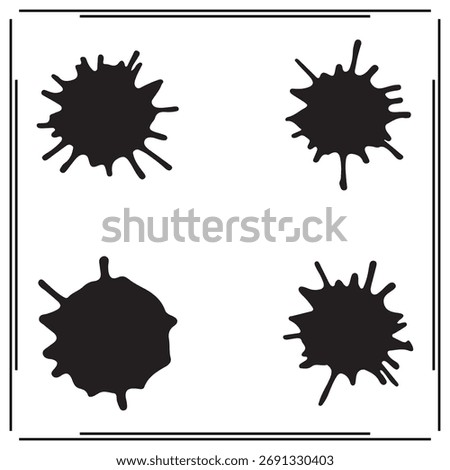 Black Ink Blot Silhouettes: Various Ink Splashes and Stains - Black Ink Splat Icons on White Background