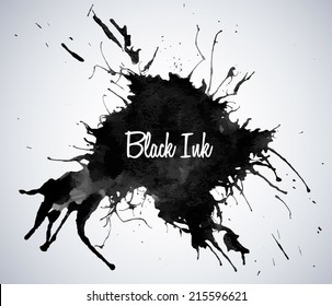 Black ink blot.  Vector illustration.