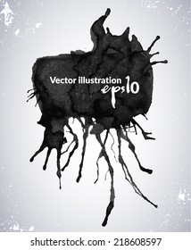 Black ink blot. Vector illustration