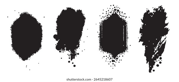 Black Ink Blots Abstract Art Images.