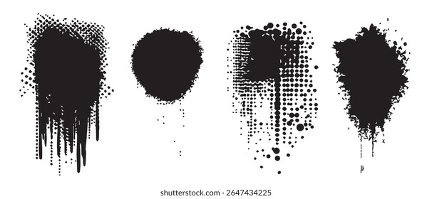 Schwarze Tintenkleckse abstrakte Textur Hintergrundbilder.