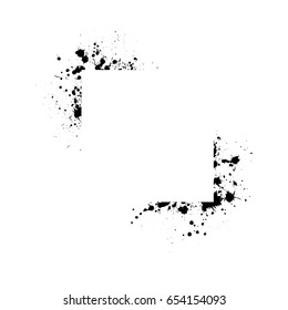 Black ink blots frame isolated on white background