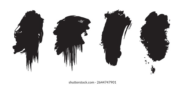 Black Ink Blots Grunge Texture Set Abstract Backgrounds Splatter Design Elements.