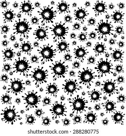 Black ink blots seamless background. Vector Illustration 